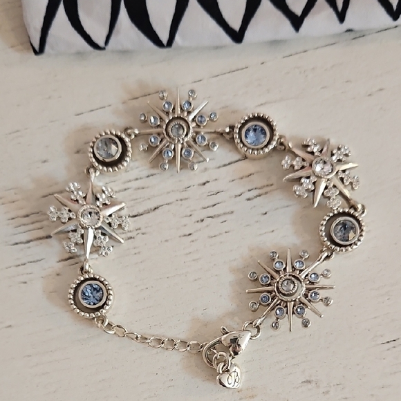 Brighton Jewelry - Brighton Silver Bracelet with Blue Gems Retired
